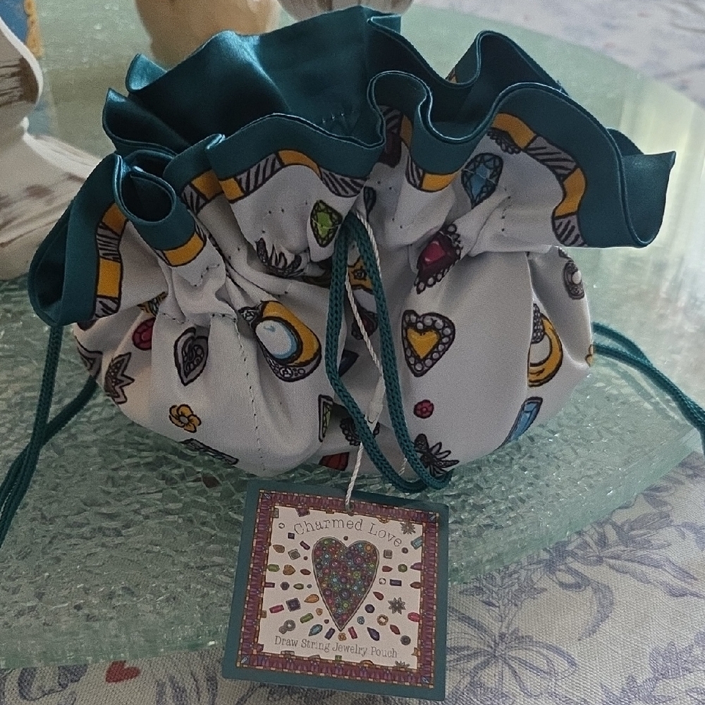 Brighton Teal and White Jewelry Pouch